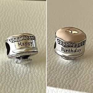 Pandora Birthday Cake Charm with light pink enamel